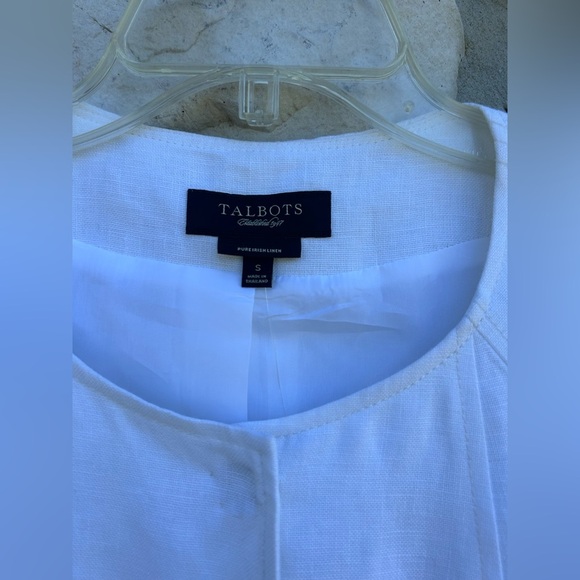 Talbots Irish Linen Jacket Sz S White Long Length Classy Layering Staple Beachy - Picture 3 of 6